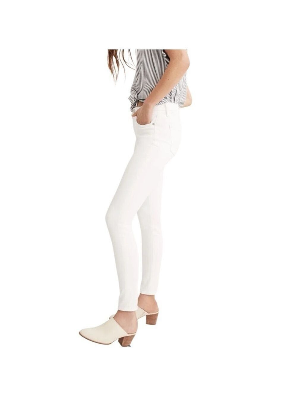 MADEWELL White 9” Mid Rise Skinny Jeans size 24 - Picture 1 of 9